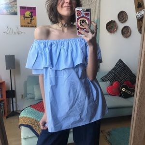 nasty gal | pinstripe ruffled flounce blouse